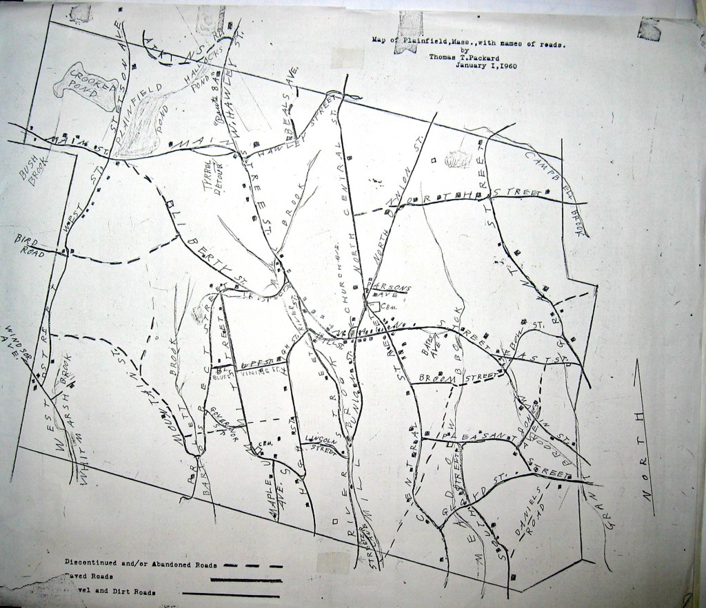 Plainfield Massachusetts Historical Society | Packard Pl map 1960–roads ...